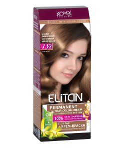 ELITAN  Permanent Hair Color Cream Matu krēmkrāsa 7.32 Zelta silti gaiši brūns, 50/50/30 ml