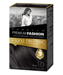 RUBELLA PREMIUM FASHION Стойкая крем-краска для волос Чёрный 1.0, 50/50/30 мл