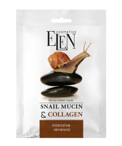 ELEN COSMETICS Intensīvā auduma sejas maska Snail Mucin & Collagen, 25 ml