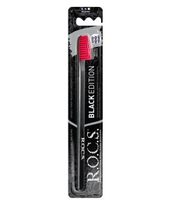 R.O.C.S. Black Edition Classic Zobu birste pieaugušajiem, vidēji cieta