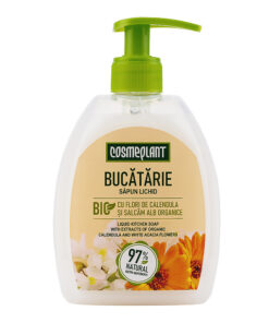 COSMEPLANT Šķidrās virtuves ziepes ar organiskās kliņģerītes un baltās akācijas ziedu ekstraktiem, 400 ml