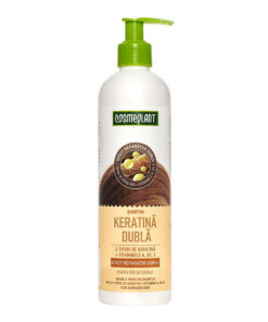 COSMEPLANT Šampūns bojātiem matiem “Dubultais keratīns” ar A, B5, E vitamīniem, 400 ml
