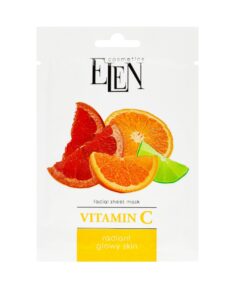 ELEN COSMETICS Auduma sejas maska ar C vitamīnu, 25 ml
