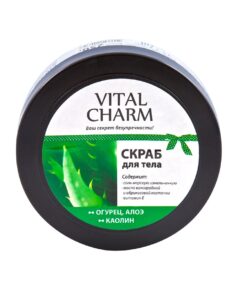 VITAL CHARM Ķermeņa skrubis Gurķs, alveja, kaolīns, 250 g + 9 g