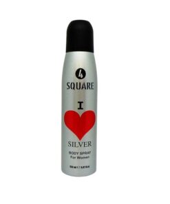 4 SQUARE I Love Silver Ķermeņa sprejs sievietēm, 150 ml