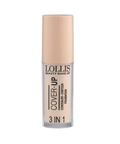 LOLLIS Cover-up 3in1 Konsīleris - kontūrēšanas līdzeklis - tonālais krēms, tonis 01, 5.5 ml