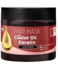 BIO NATURELL Black Castor Oil & Keratin Matu maska, 295 ml