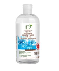 PHARMA BIO LABORATORY Mitrinošs micelārais ūdens ar eļļām noturīga grima noņemšanai visiem ādas tipiem, tai skaitā jutīgai ādai, 500 ml
