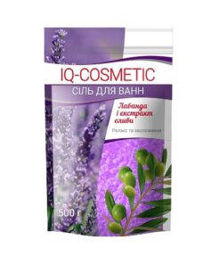 IQ-COSMETIC Jūras sāls vannām ar lavandas ēterisko eļļu un olīvu lapu ekstraktu, 500 g