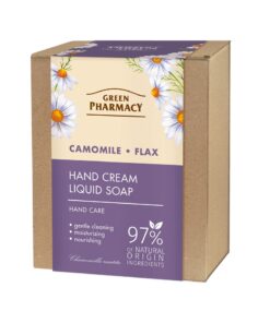 GREEN PHARMACY Kumelīšu un linu roku kopšanas komplekts (roku krēms, 100 ml + šķidrās ziepes, 460 ml)