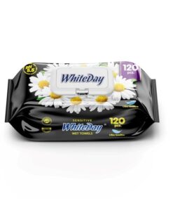 WHITE DAY Mitrās salvetes Sensitive Kumelīte, 120 gab.
