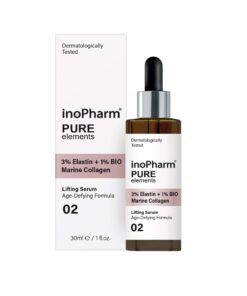 INOPHARM PURE ELEMENTS Liftinga sejas serums ar 3% elastīnu un 1% bio jūras kolagēnu, 30 ml