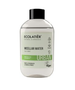 ECOLATIER URBAN Micelārais ūdens kosmētikas noņemšanai un poru attīrīšanai taukainai ādai Matča un bambuss, 400 ml